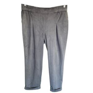 Brochu Walker Pants Women's Gray Cuffed Sz M Stretch Pull On Dress Trousers